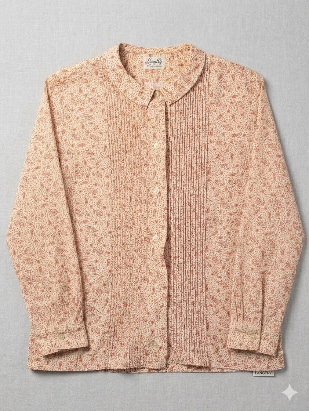 Langtry LTD. Women's Vintage Button-Up Blouse with Paisley Print